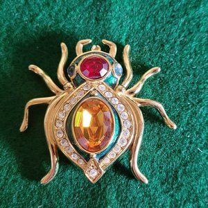 Large vtg Kenneth J Lane spider brooch